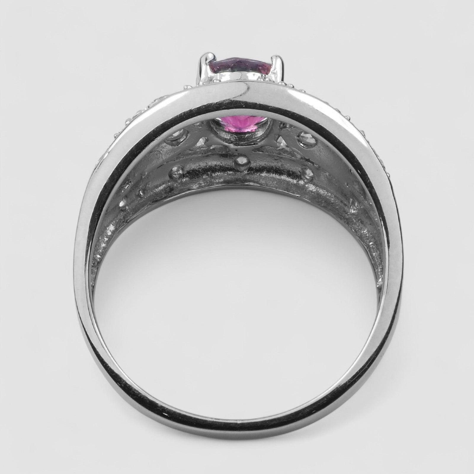 Vivid Pink Tourmaline 925 Sterling Silver Ring