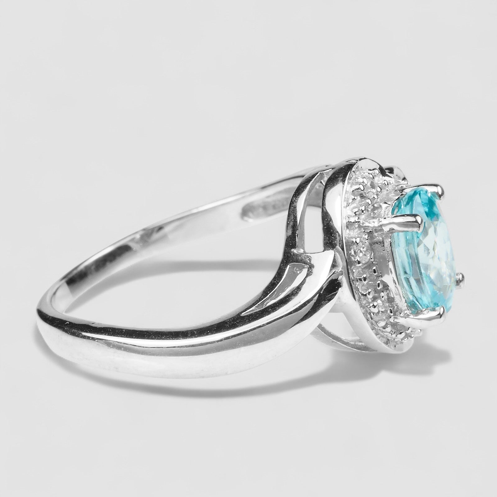 Blue Zircon Oval 925 Sterling Silver Ring