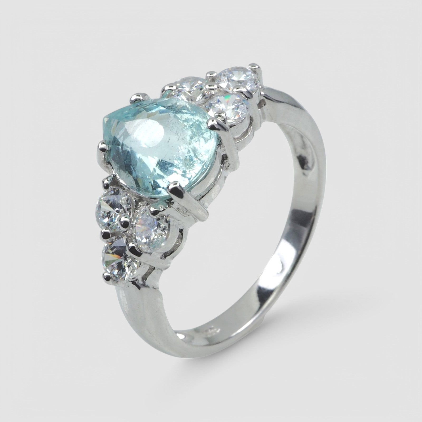 Blue Aquamarine 925 Sterling Silver Ring