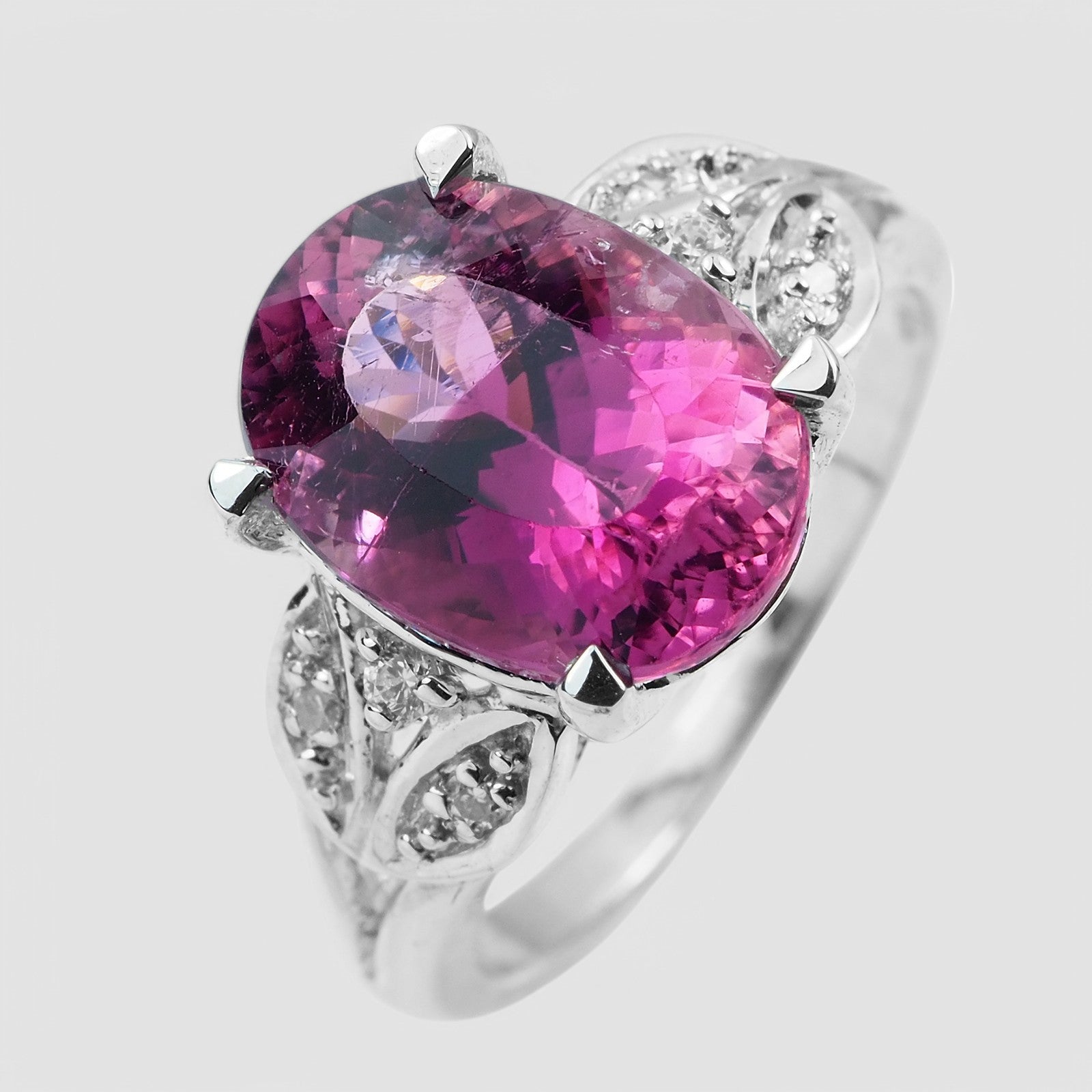 Natural Vivid Pink Tourmaline Ring Sterling Silver, 925 Boho Style Everyday Ring
