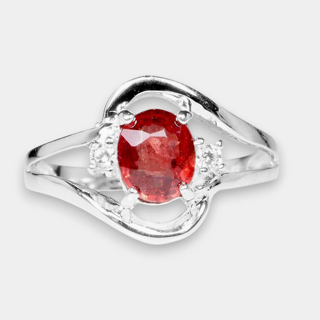 OVAL RED SPINEL 925 STERLING SILVER HANDMADE FINE RING