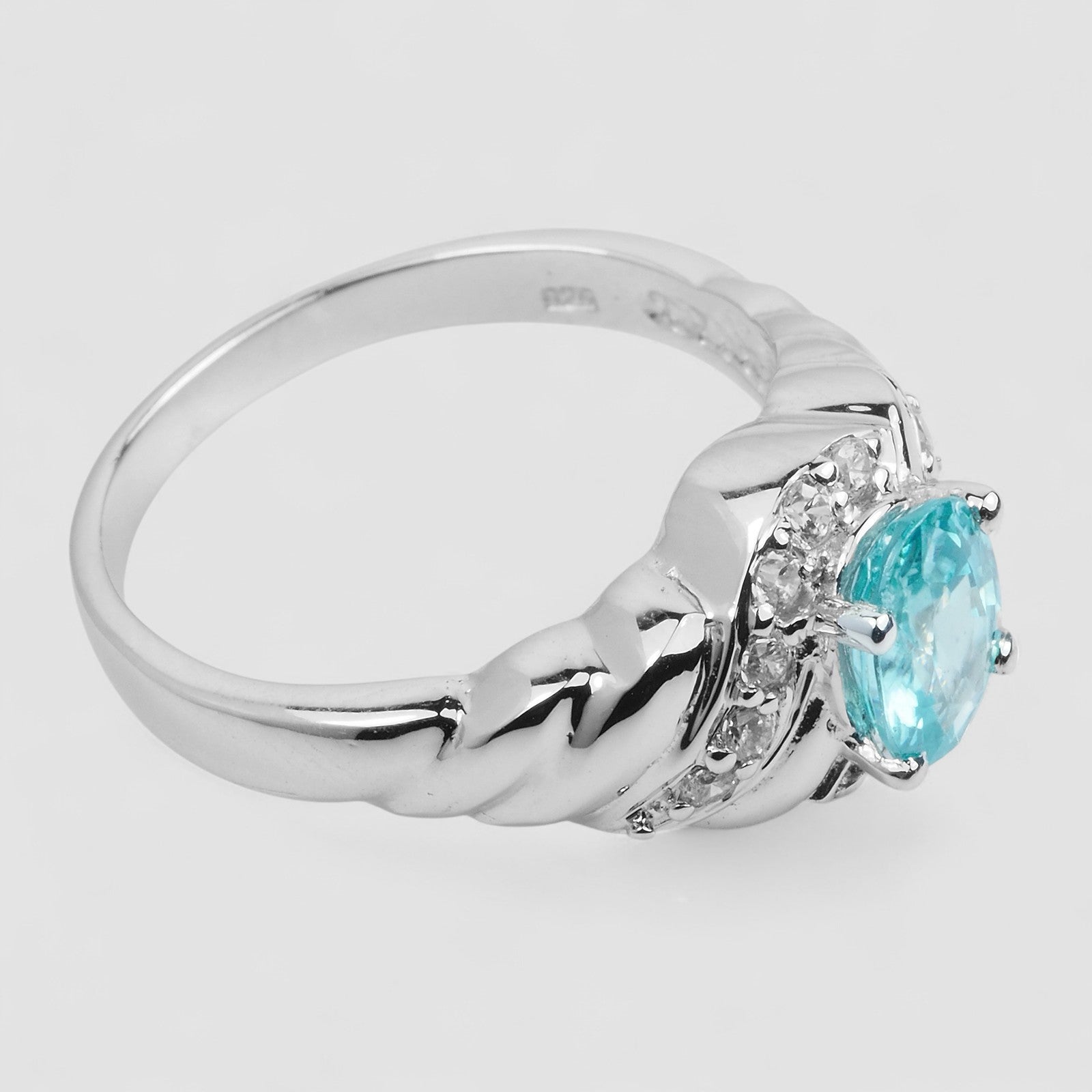 Neon Blue Zircon 925 Sterling Silver Ring