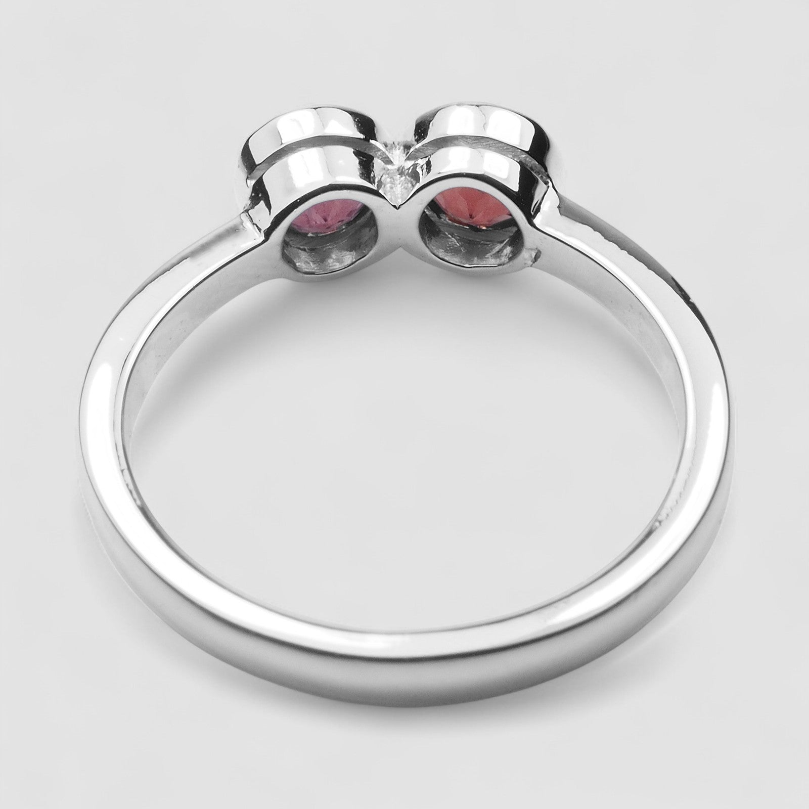 Double Stone Red Spinel 925 Sterling Silver Ring
