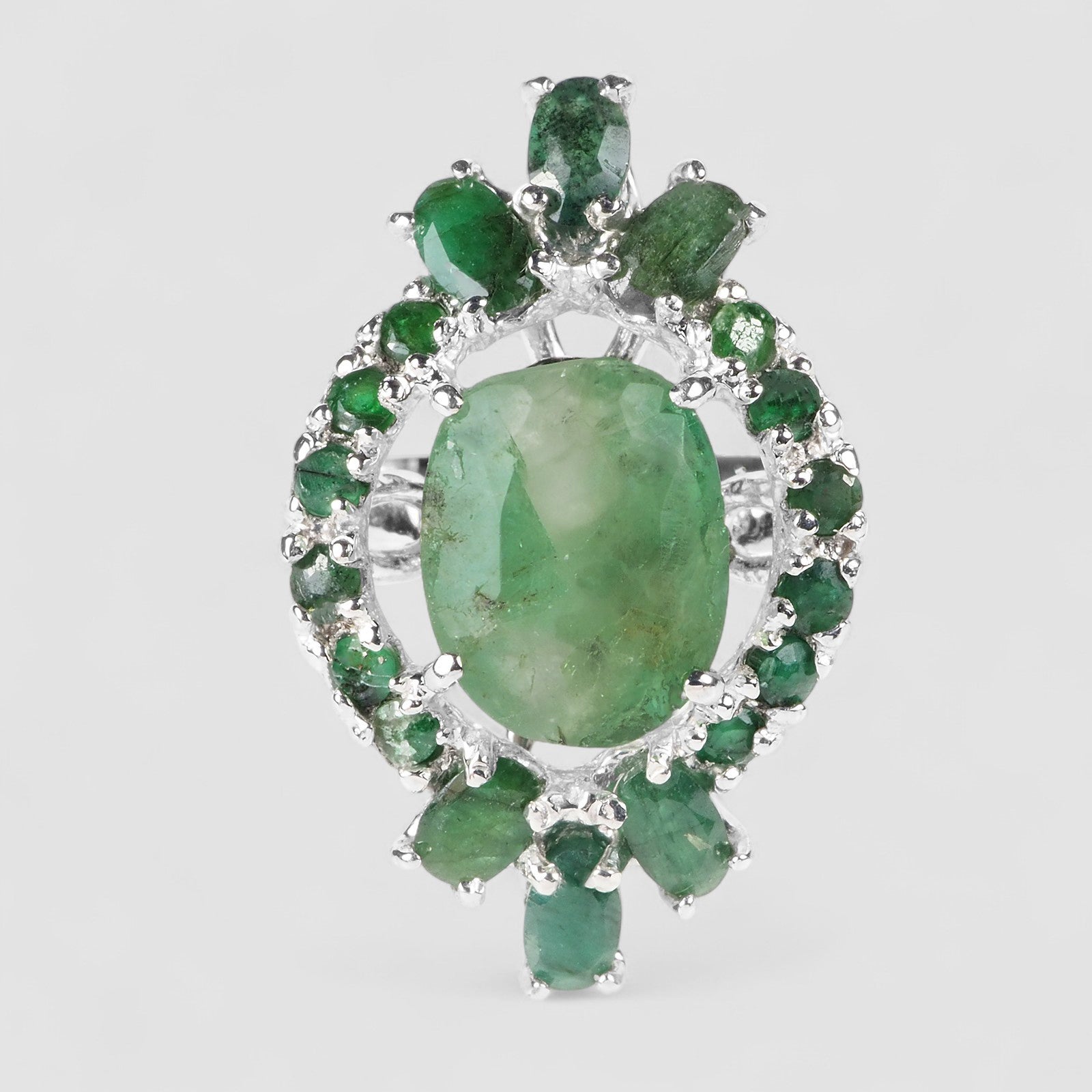 Genuine Green Emerald 925 Sterling Silver Rings, Trendy Everyday Ring