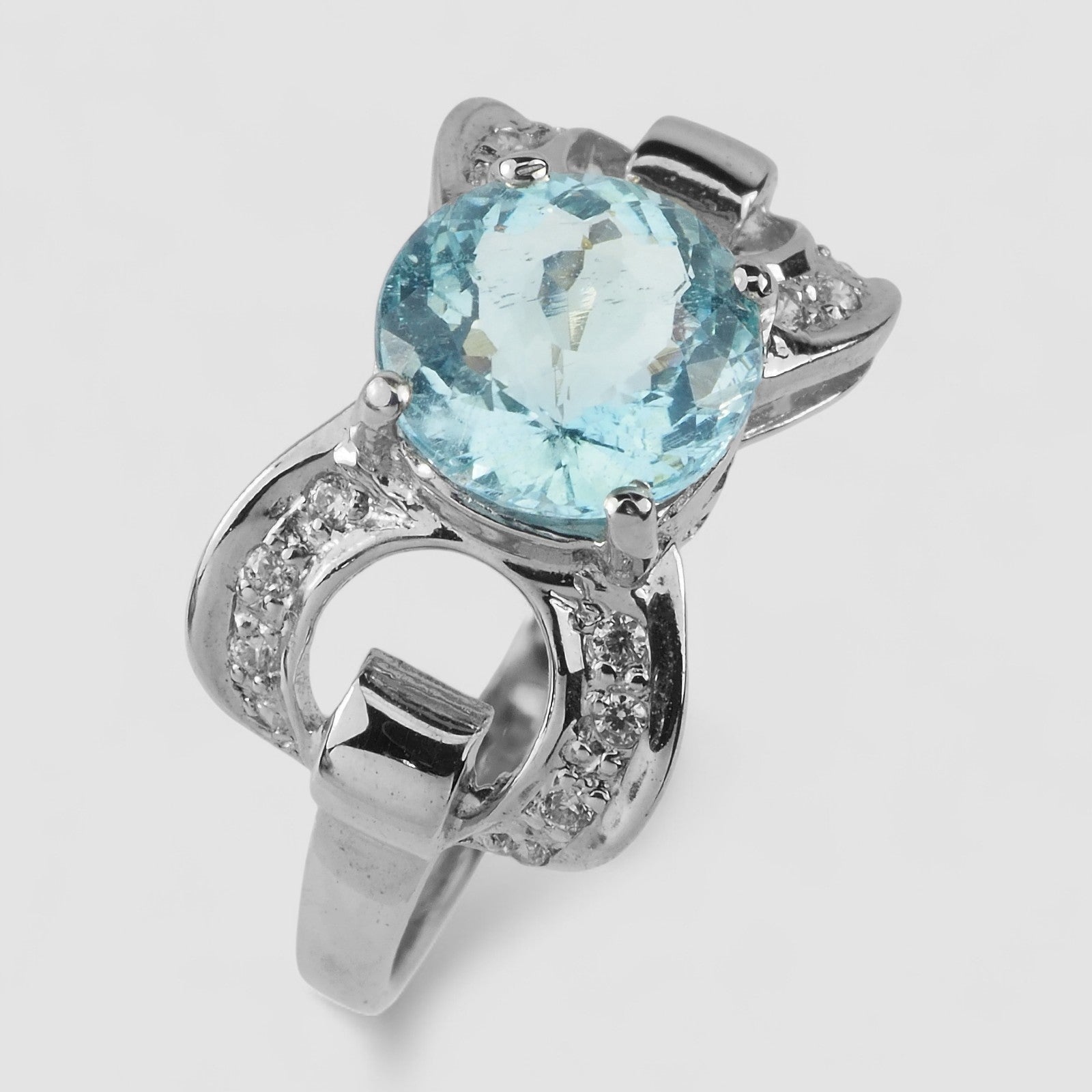 Blue Aquamarine 925 Sterling Silver Ring