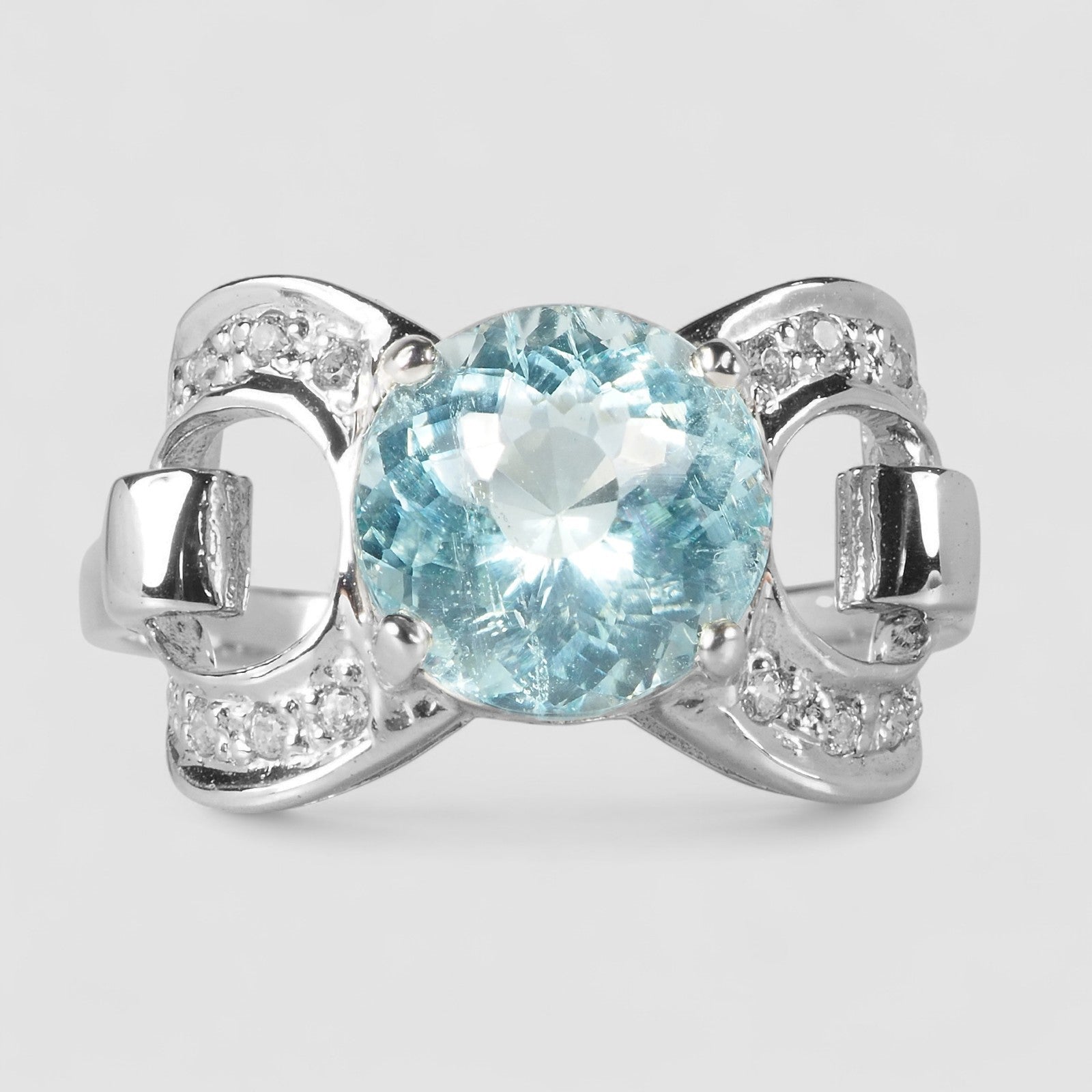 Blue Aquamarine 925 Sterling Silver Ring