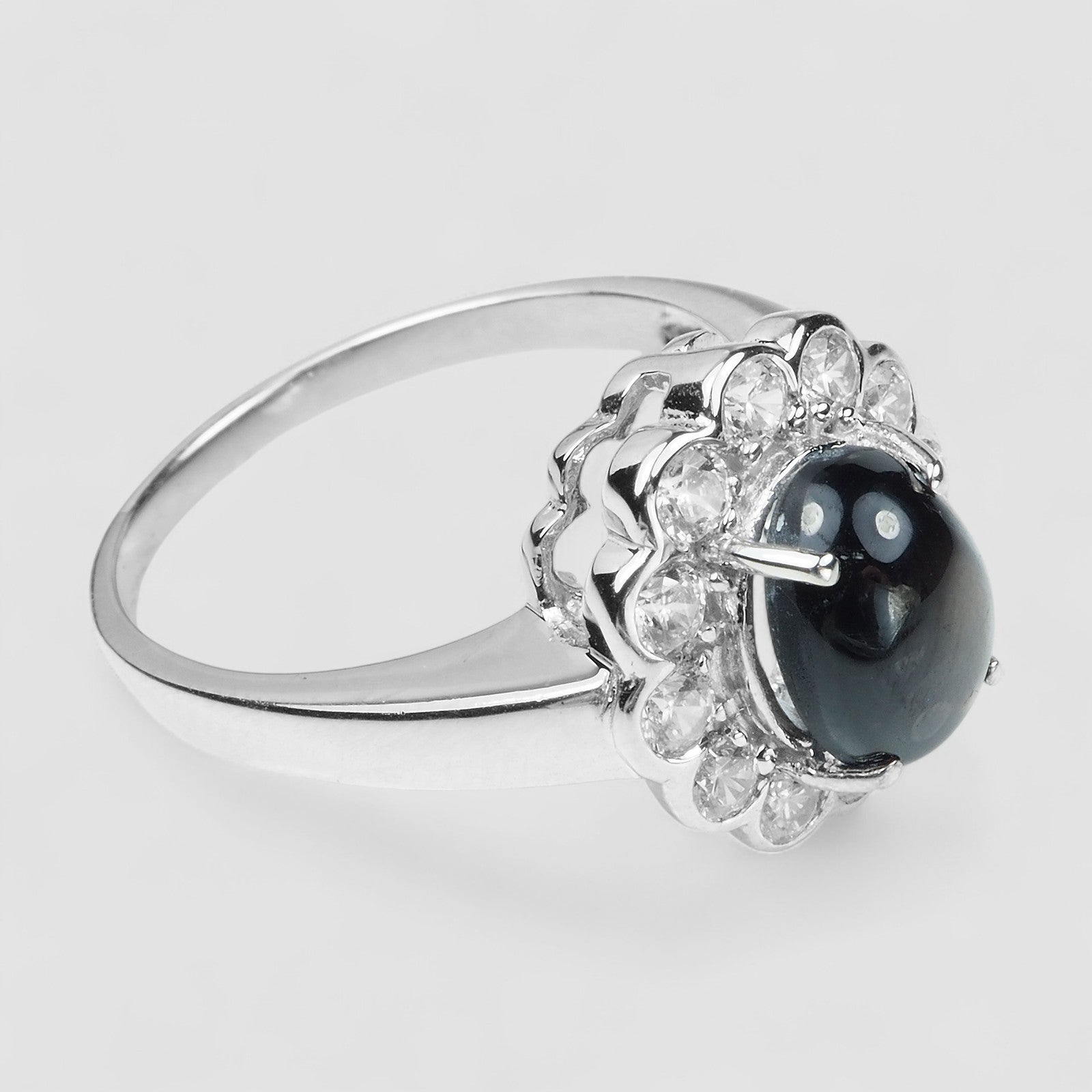 Black Star Sapphire 925 Sterling Silver Ring, Aniversary Gift, Dainty Ring, Free Resizing