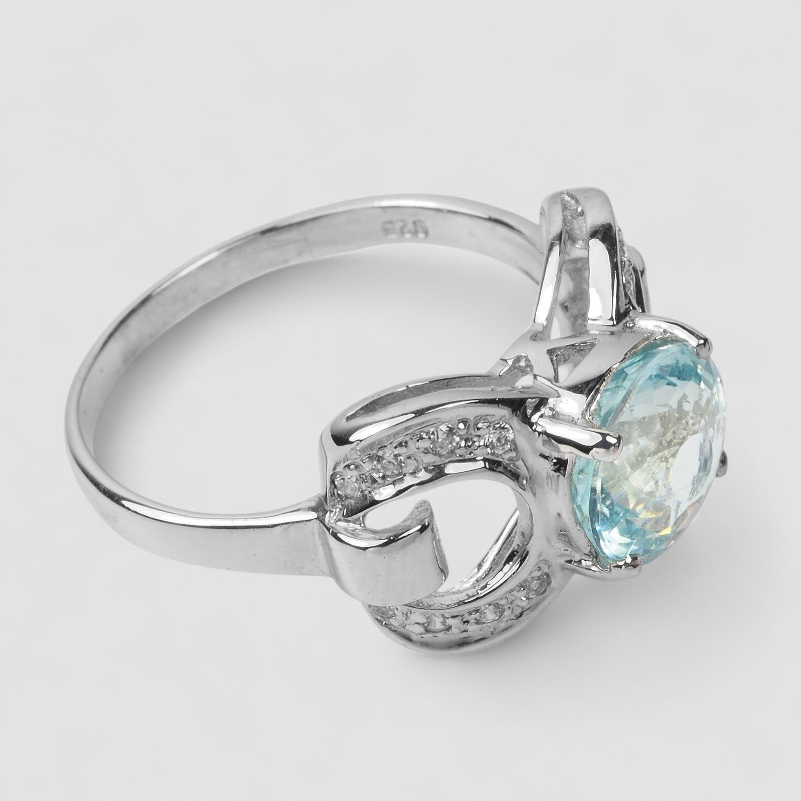 Blue Aquamarine 925 Sterling Silver Ring