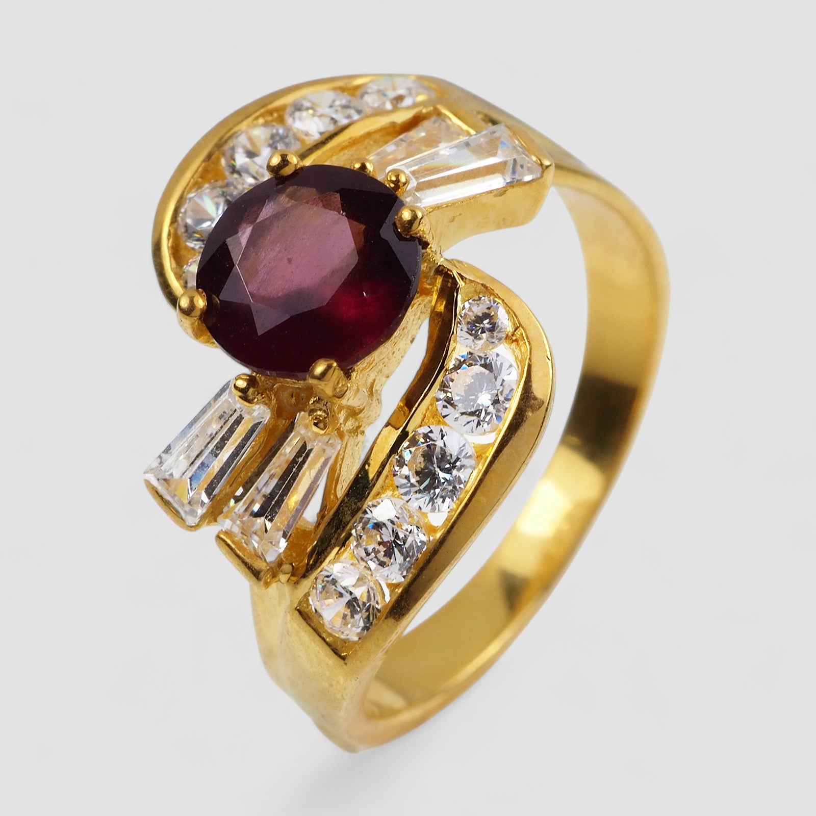 24K Gold 925 Sterling Silver Ring Red Spinel, All Occasion Everyday Ring, Free Resizing
