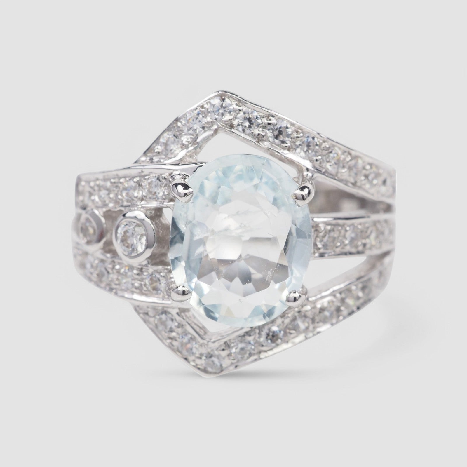 Blue Aquamarine 925 Sterling Silver Ring