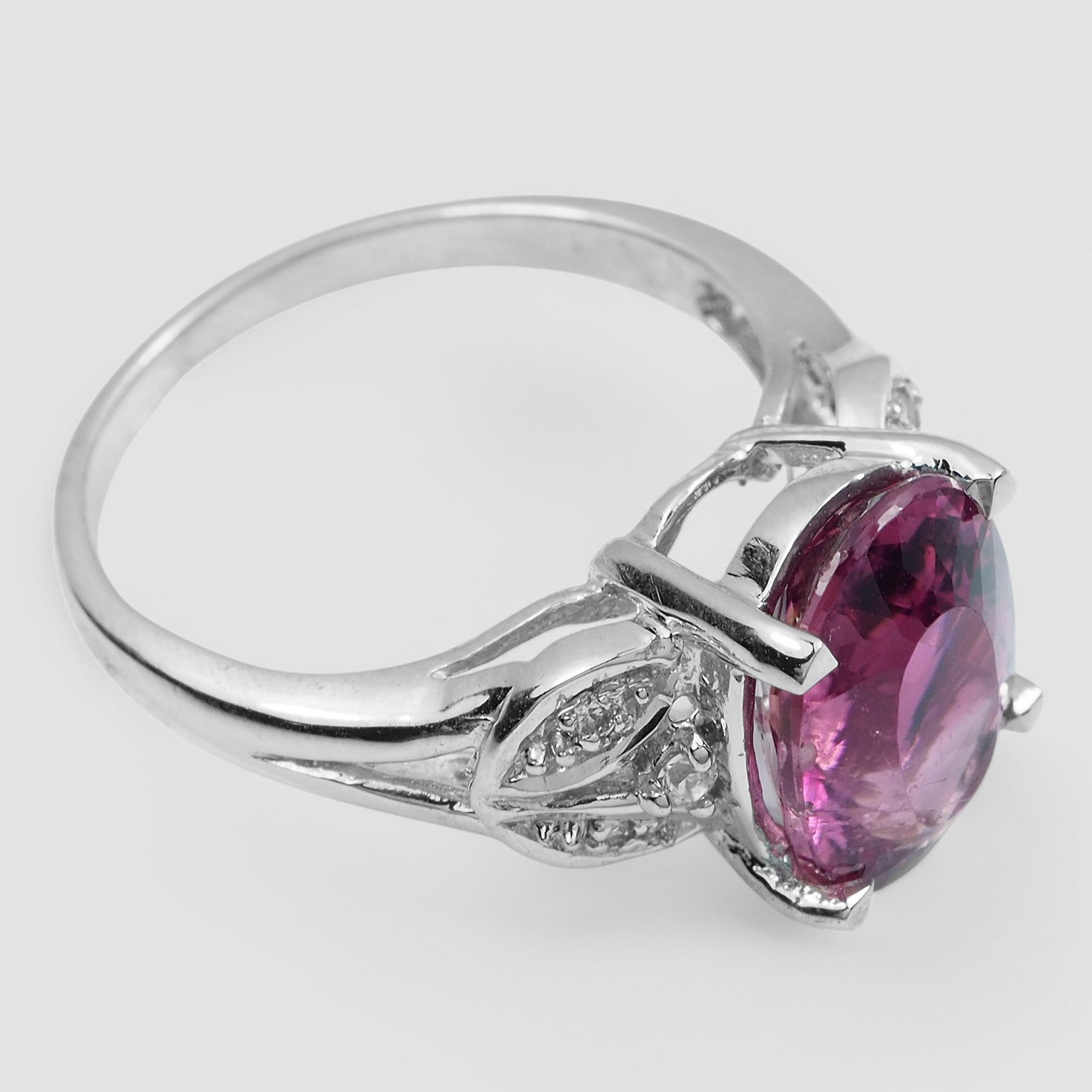 Natural Vivid Pink Tourmaline Ring Sterling Silver, 925 Boho Style Everyday Ring
