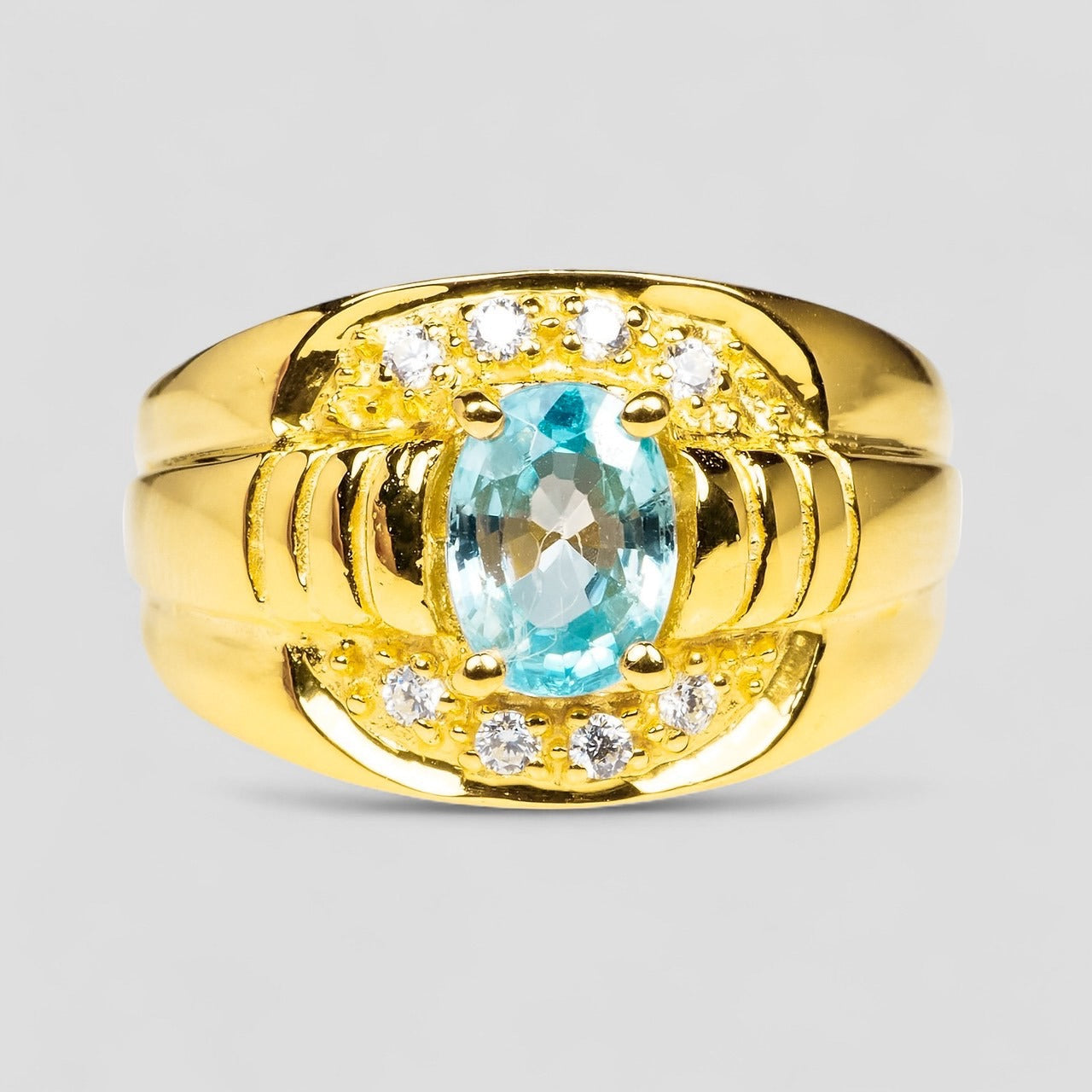 Blue Zircon 925 Sterling Silver Ring