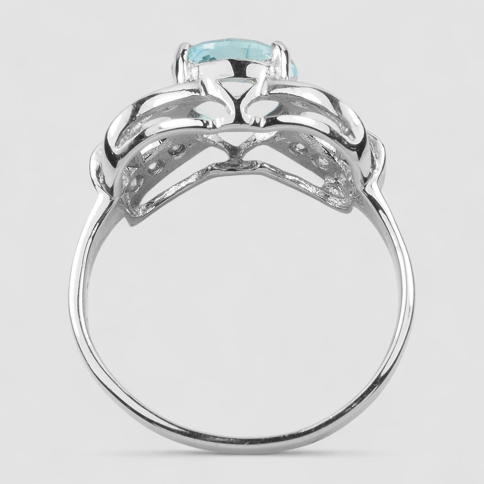 Blue Aquamarine 925 Sterling Silver Ring