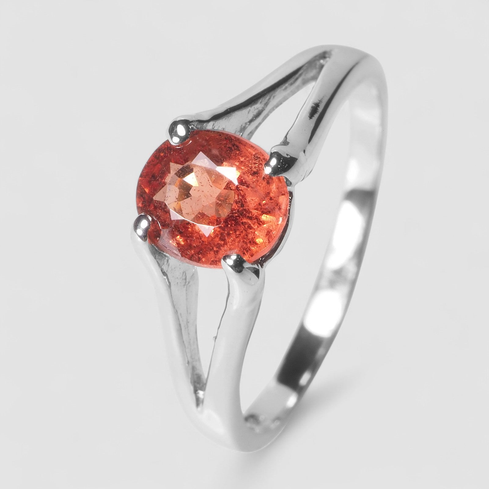 925 Sterling Silver Ring Orange Spinel