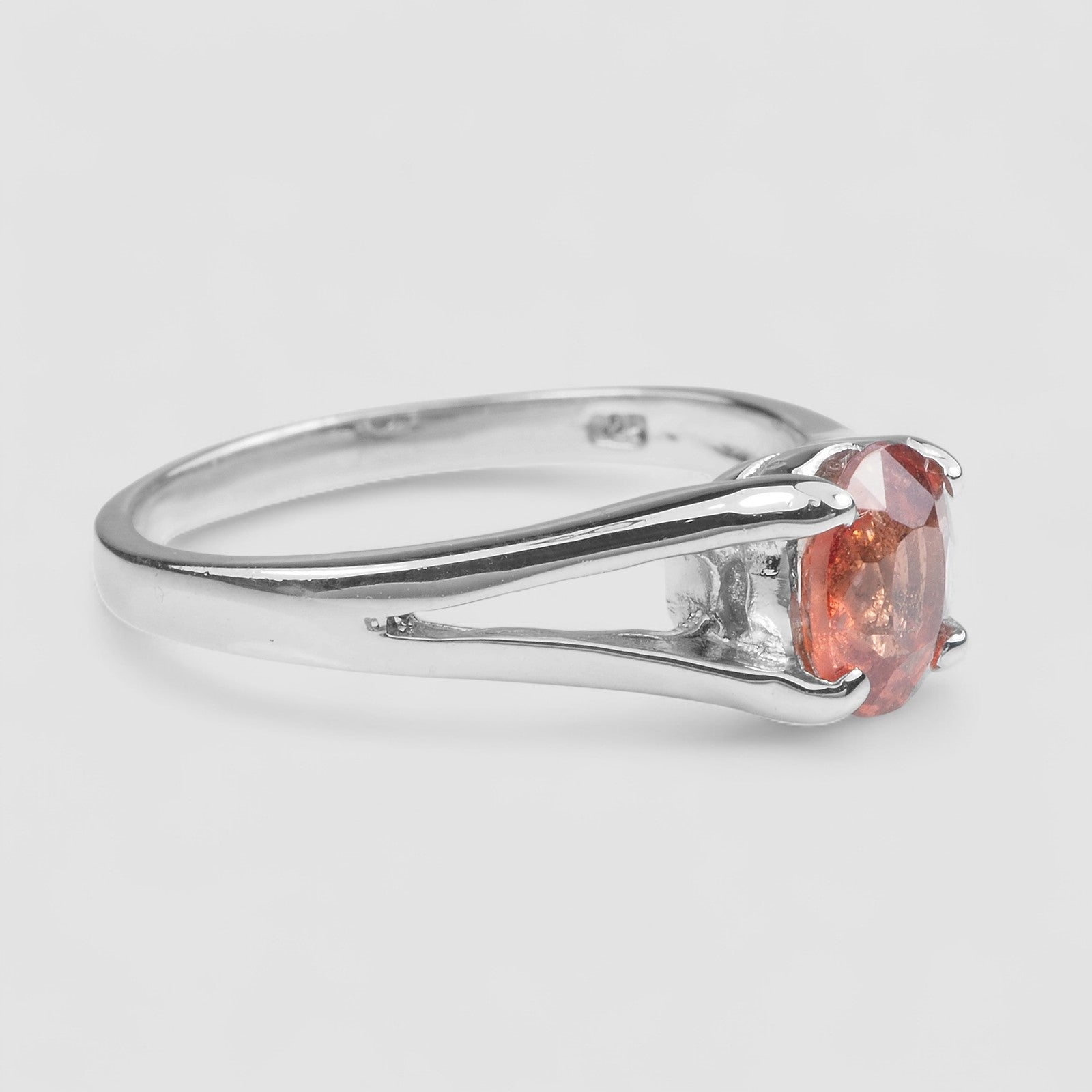 925 Sterling Silver Ring Orange Spinel