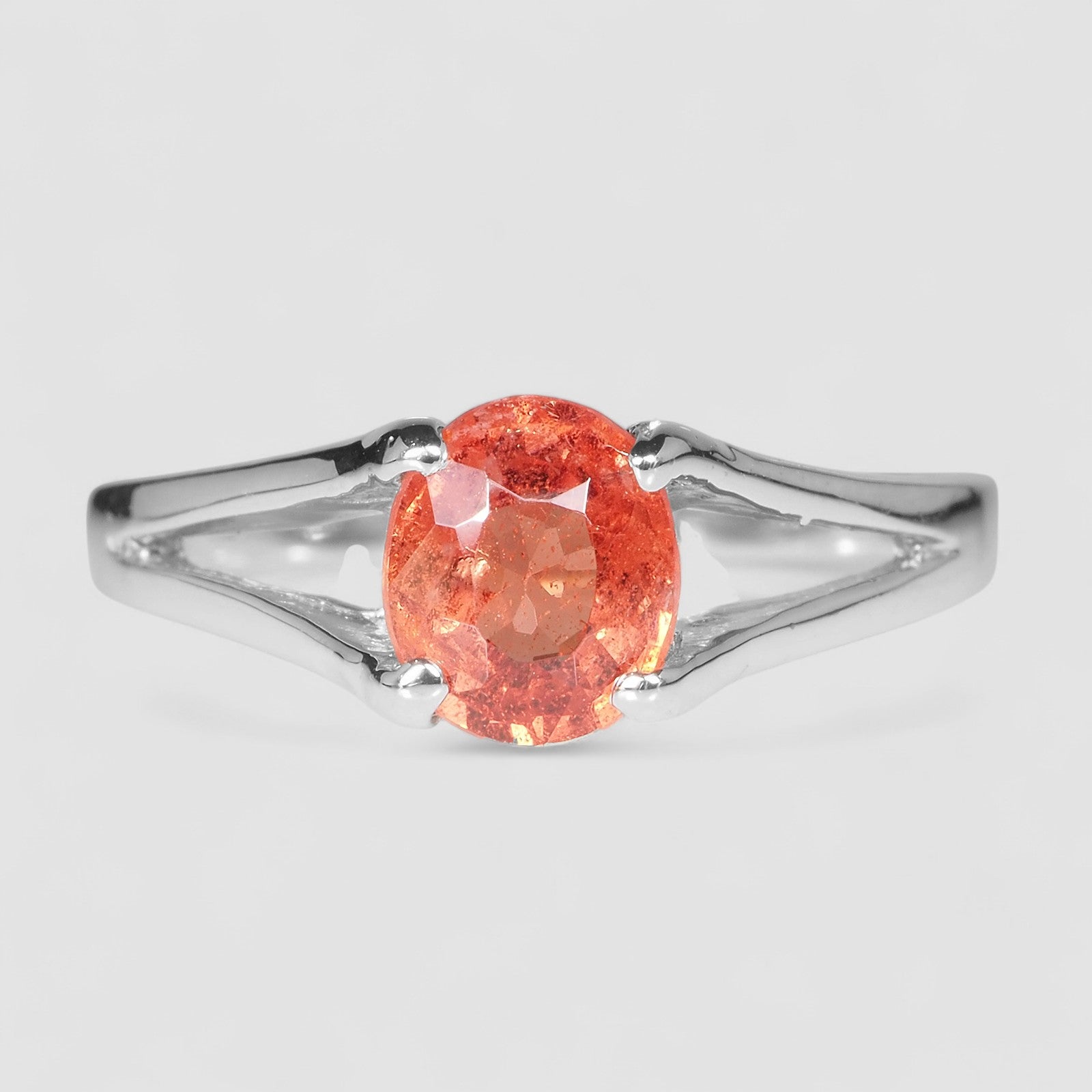925 Sterling Silver Ring Orange Spinel