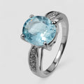Blue Aquamarine 925 Sterling Silver Ring