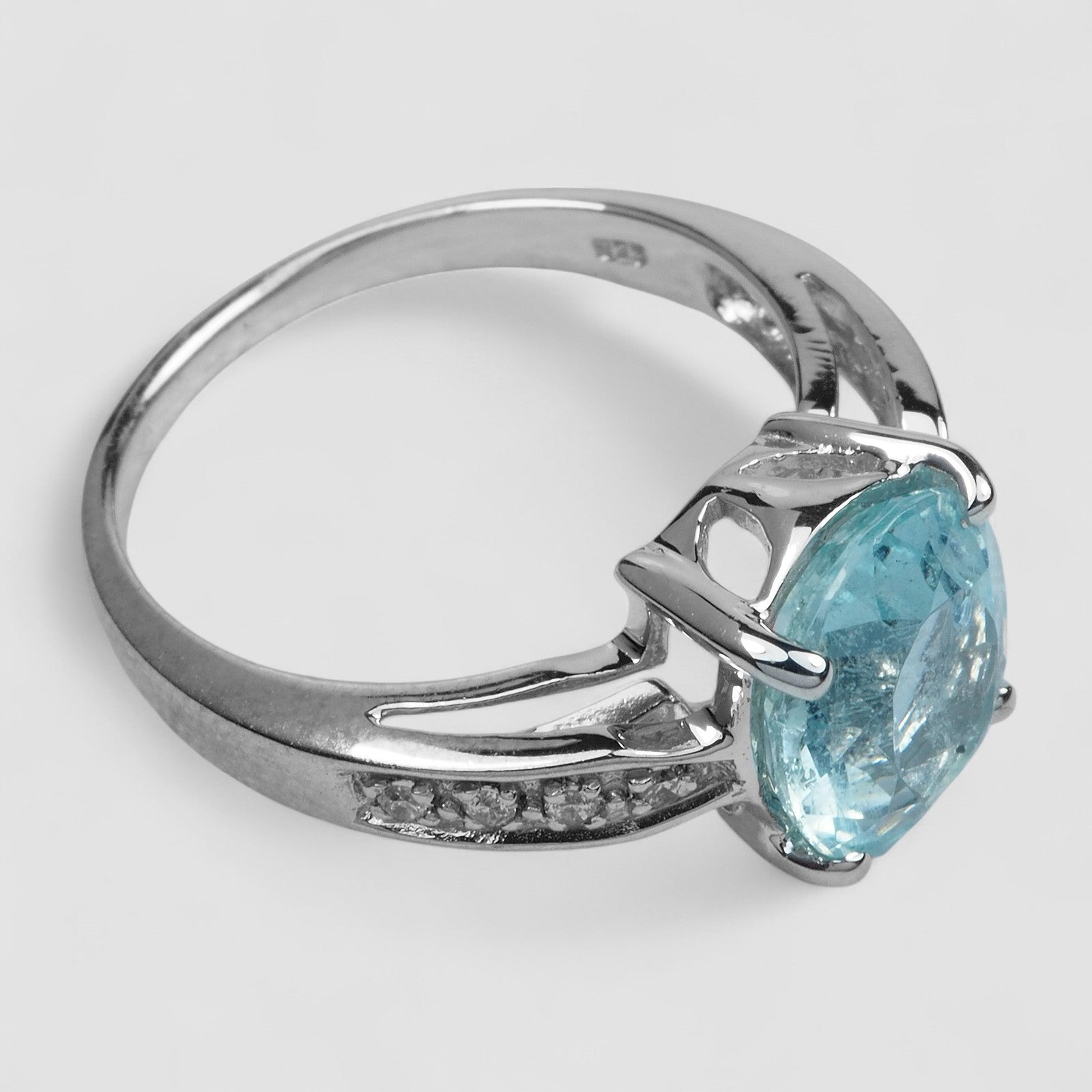 Blue Aquamarine 925 Sterling Silver Ring