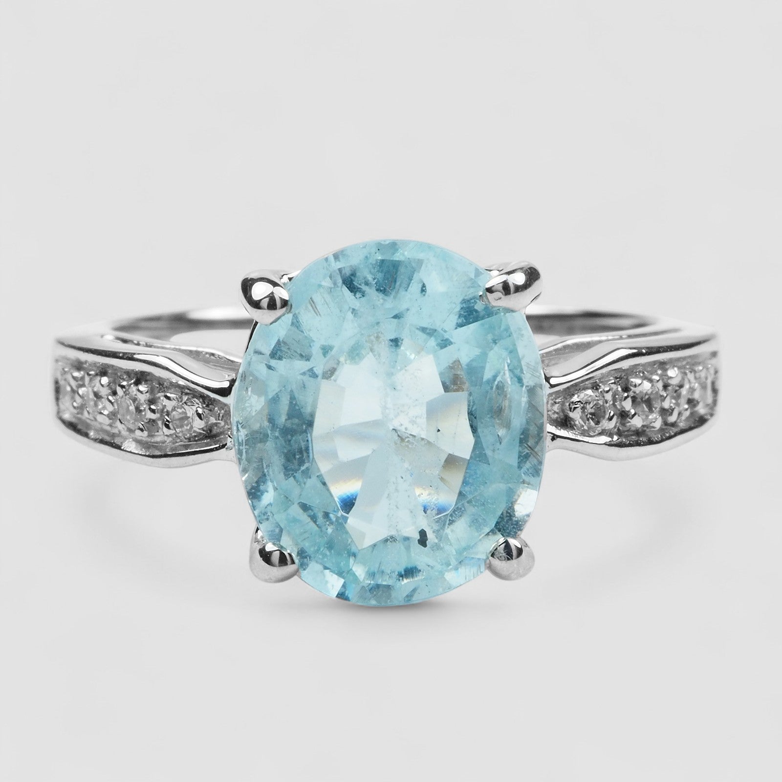 Blue Aquamarine 925 Sterling Silver Ring