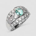 925 WHITE GOLD PLATED STERLING SILVER EMERALD RING