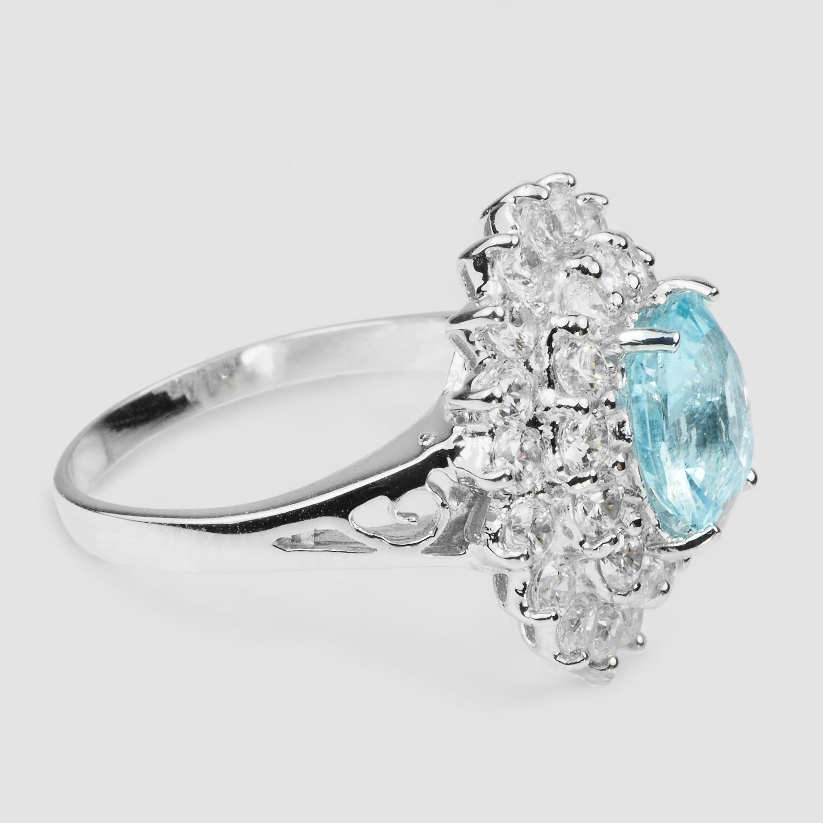 Blue Aquamarine 925 Sterling Silver Ring