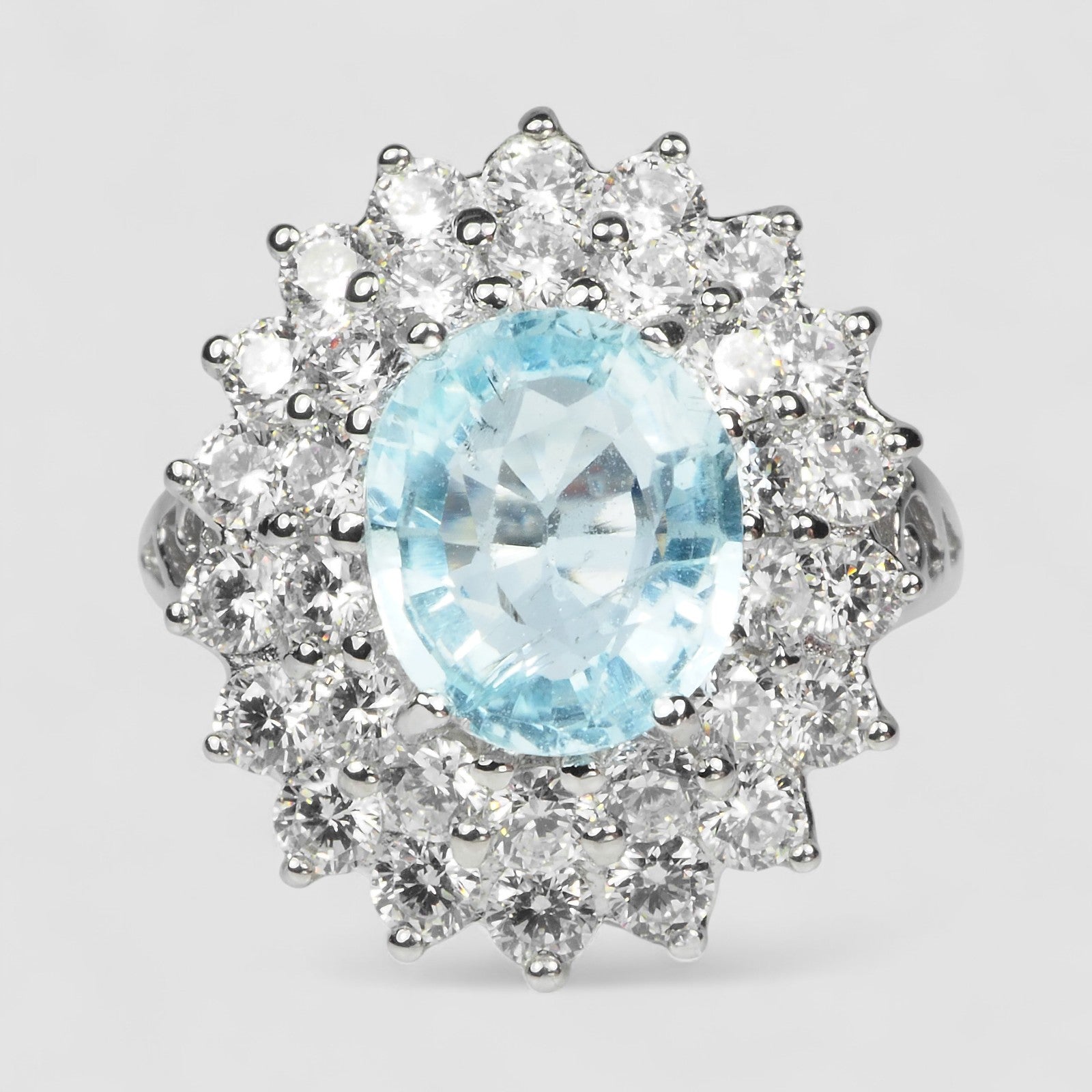 Blue Aquamarine 925 Sterling Silver Ring