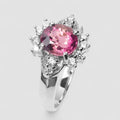 Cherry Blossom Pink Tourmaline Ring 925 Sterling Silver, All Occasion Everyday Ring, Free Resizing