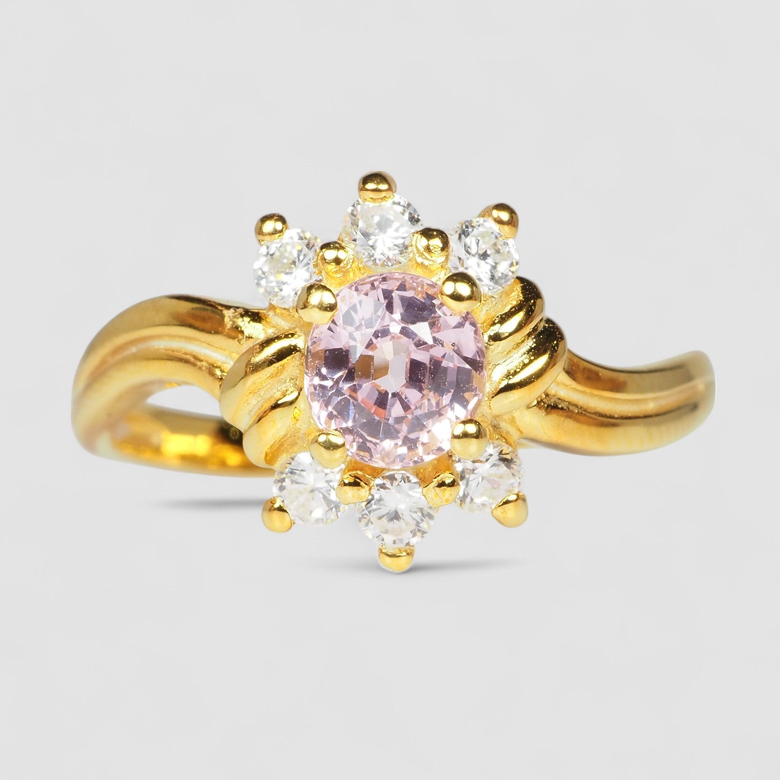24K Gold 925 Sterling Silver Ring Purple Spinel