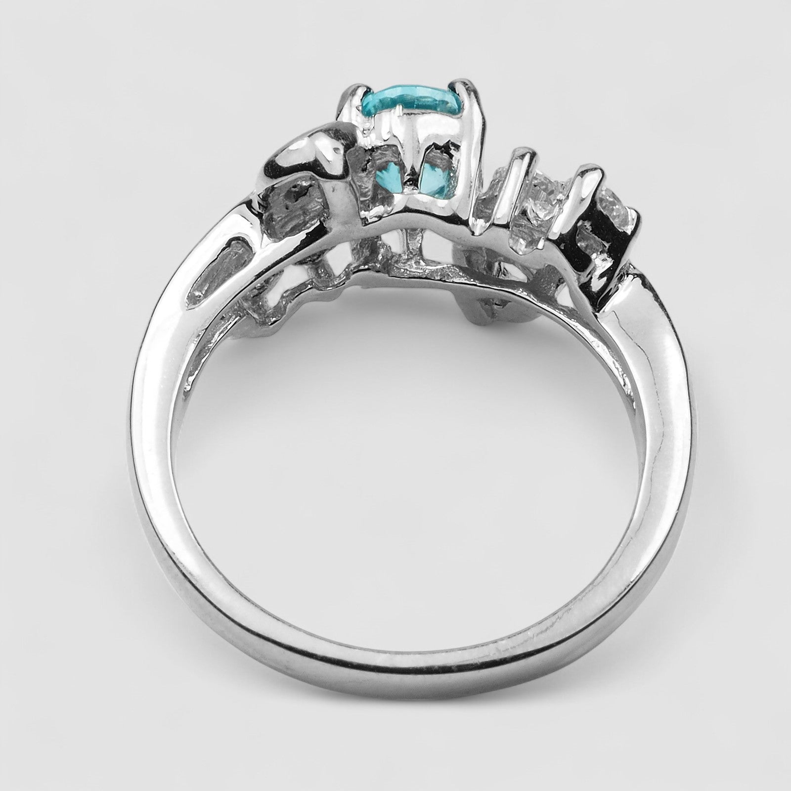 BLUE ZIRCON 925 STERLING SILVER WHITE GOLD PLATED RINGS