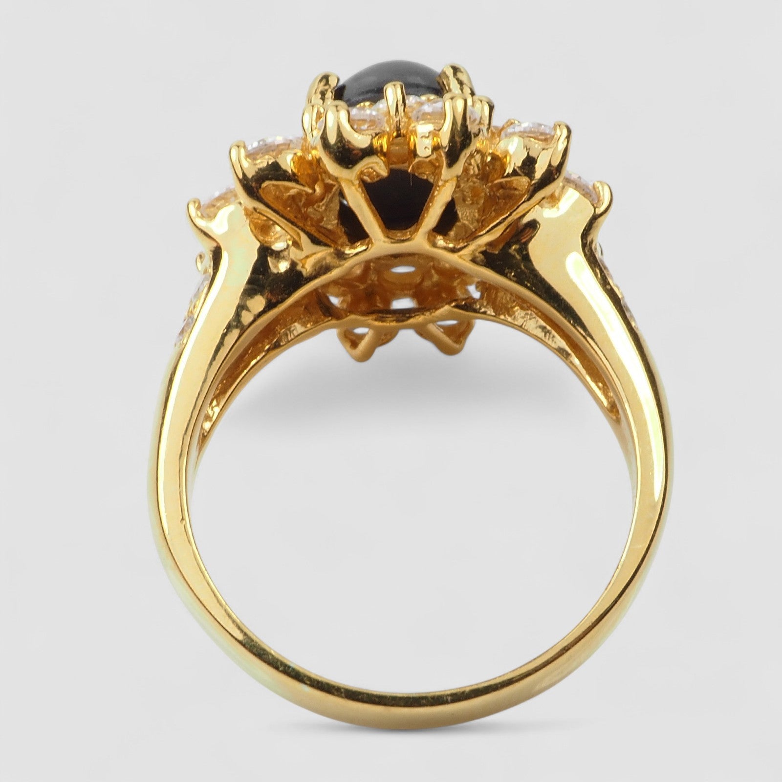 24K Gold 925 Sterling Silver Rings Thailand Black Star Sapphire