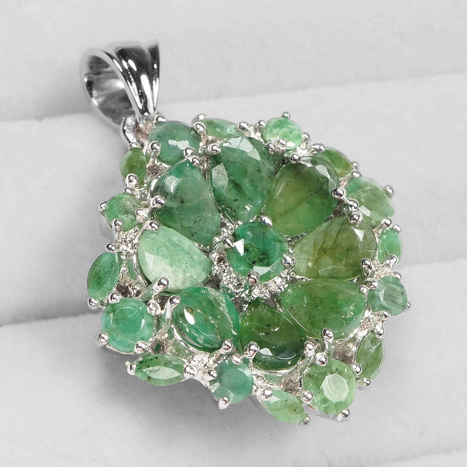 Green Emerald 925 Sterling Silver Pendants, Natural Gemstone