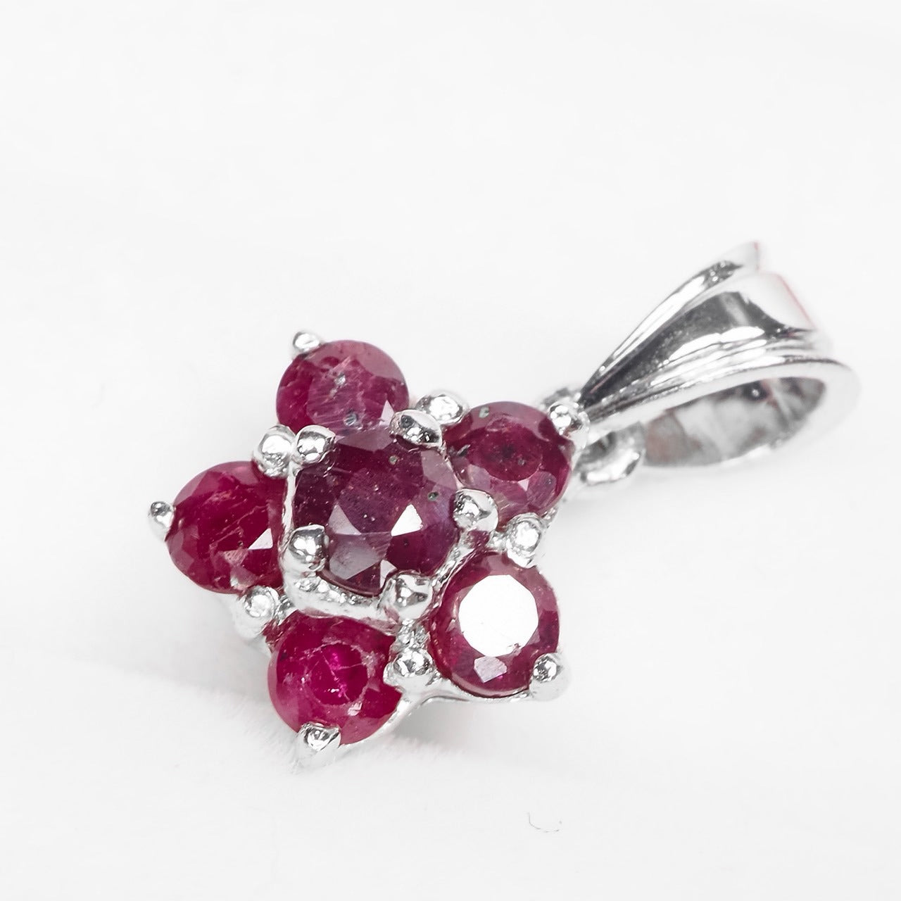 Red Ruby 925 Sterling Silver White Gold Pendants, All Occasion Everyday Pendants