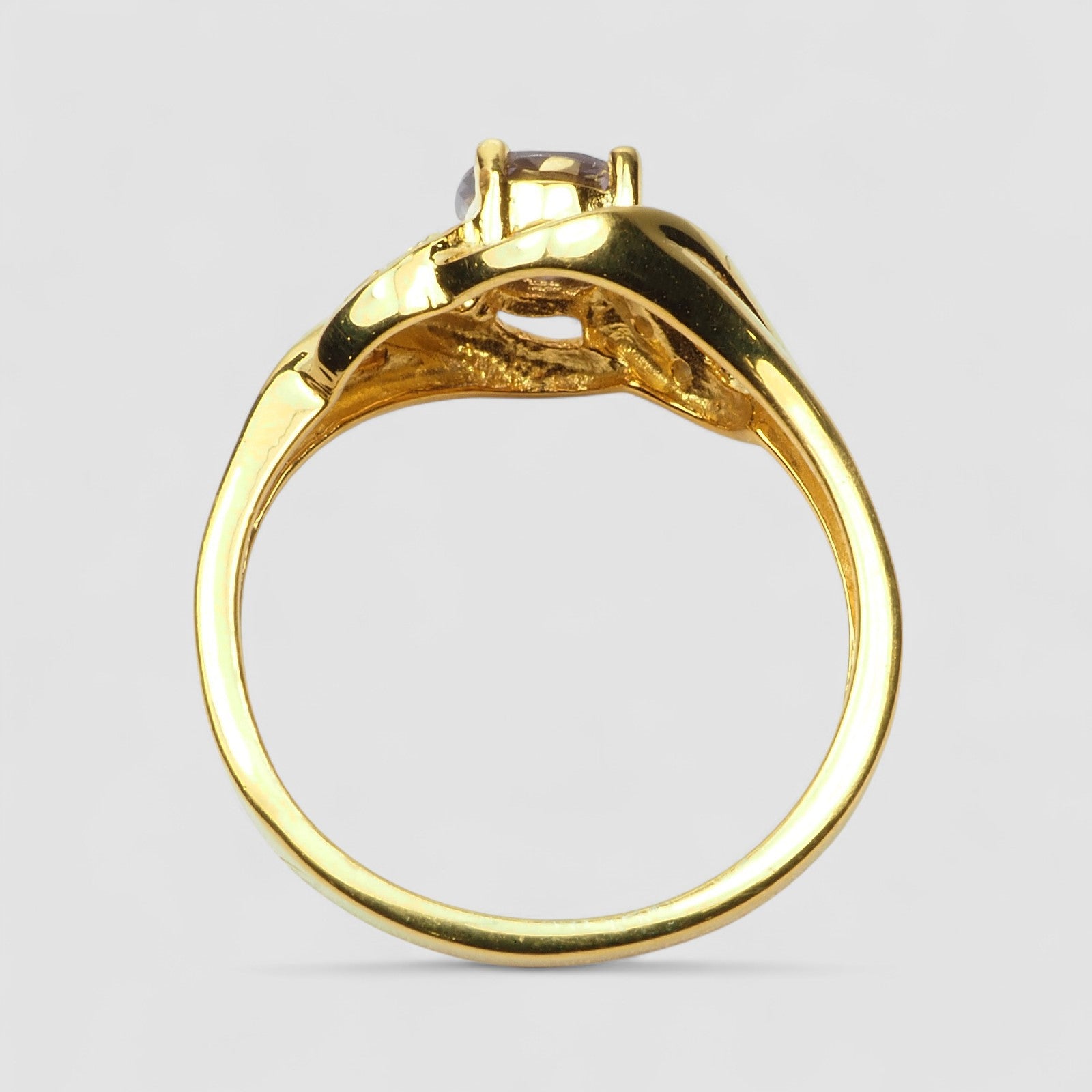 24K Gold 925 Sterling Silver Ring Purple Spinel