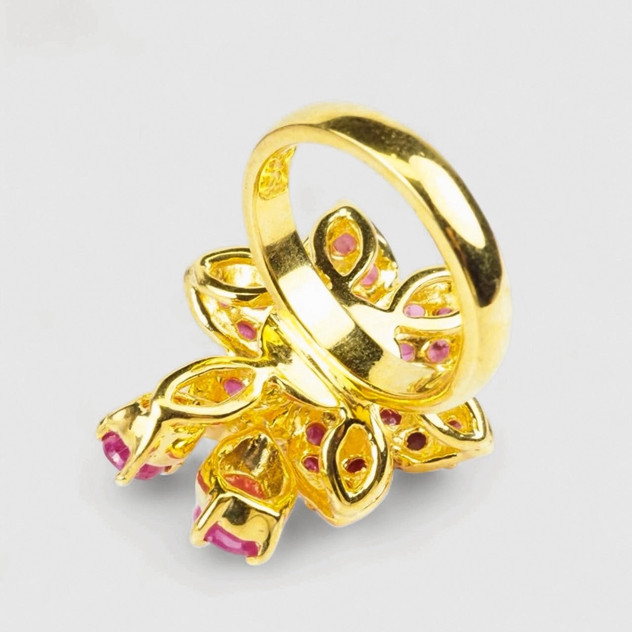 Red Ruby 925 Sterling Silver 24K Gold Rings, Birthday Gift, Dainty Ring