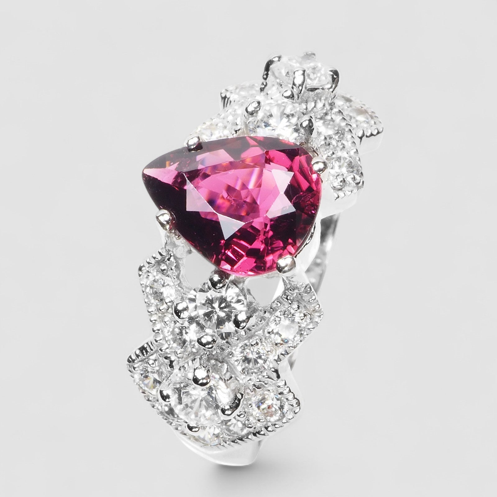 Teardrop Pink Tourmaline 925 Sterling Silver Ring