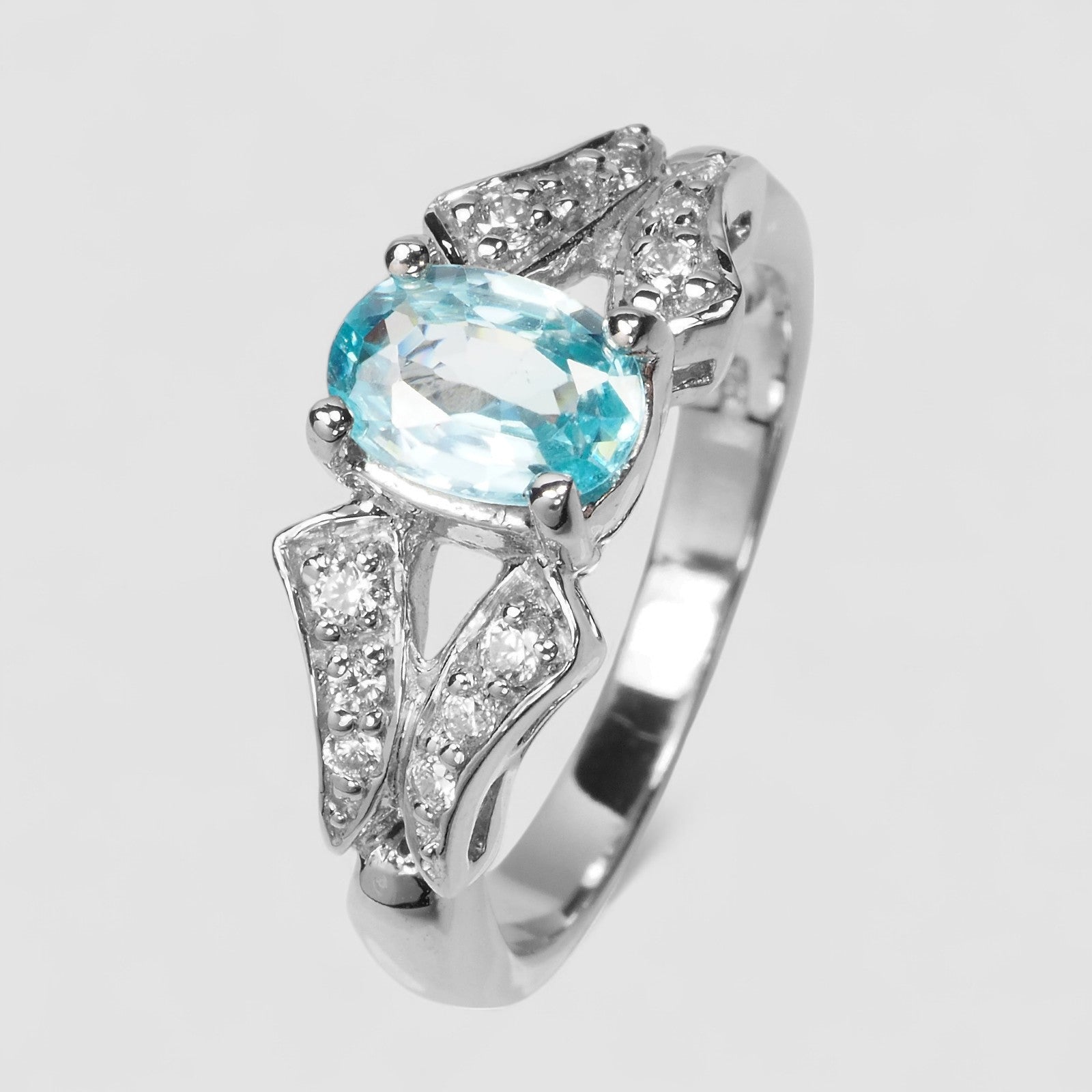 Blue Zircon 925 Sterling Silver Ring
