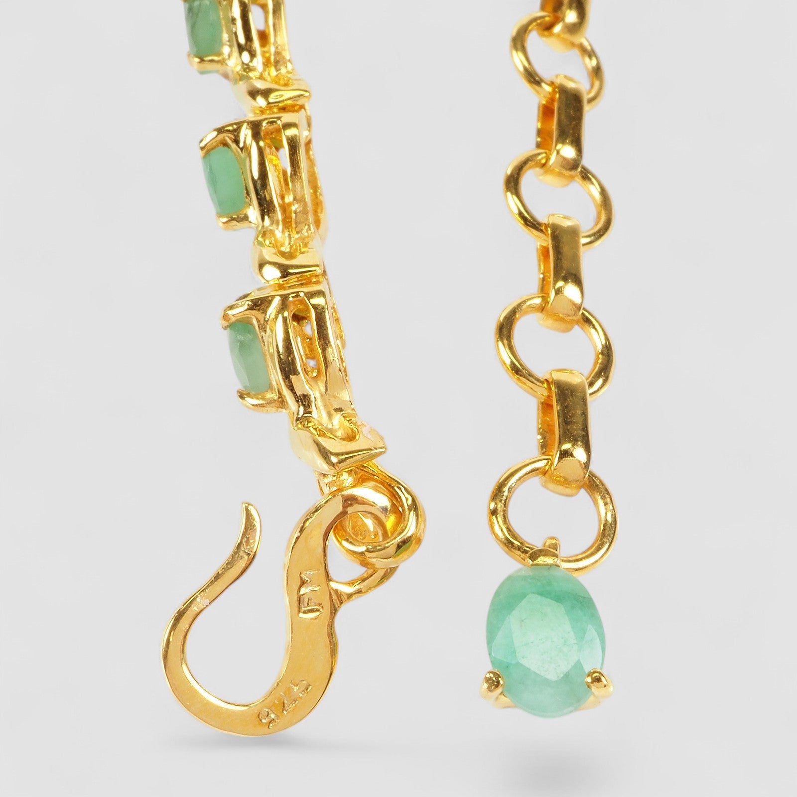 Green Emerald 925 Sterling Silver 24K Gold Bracelets, Birthday Gift, Dainty Bracelets