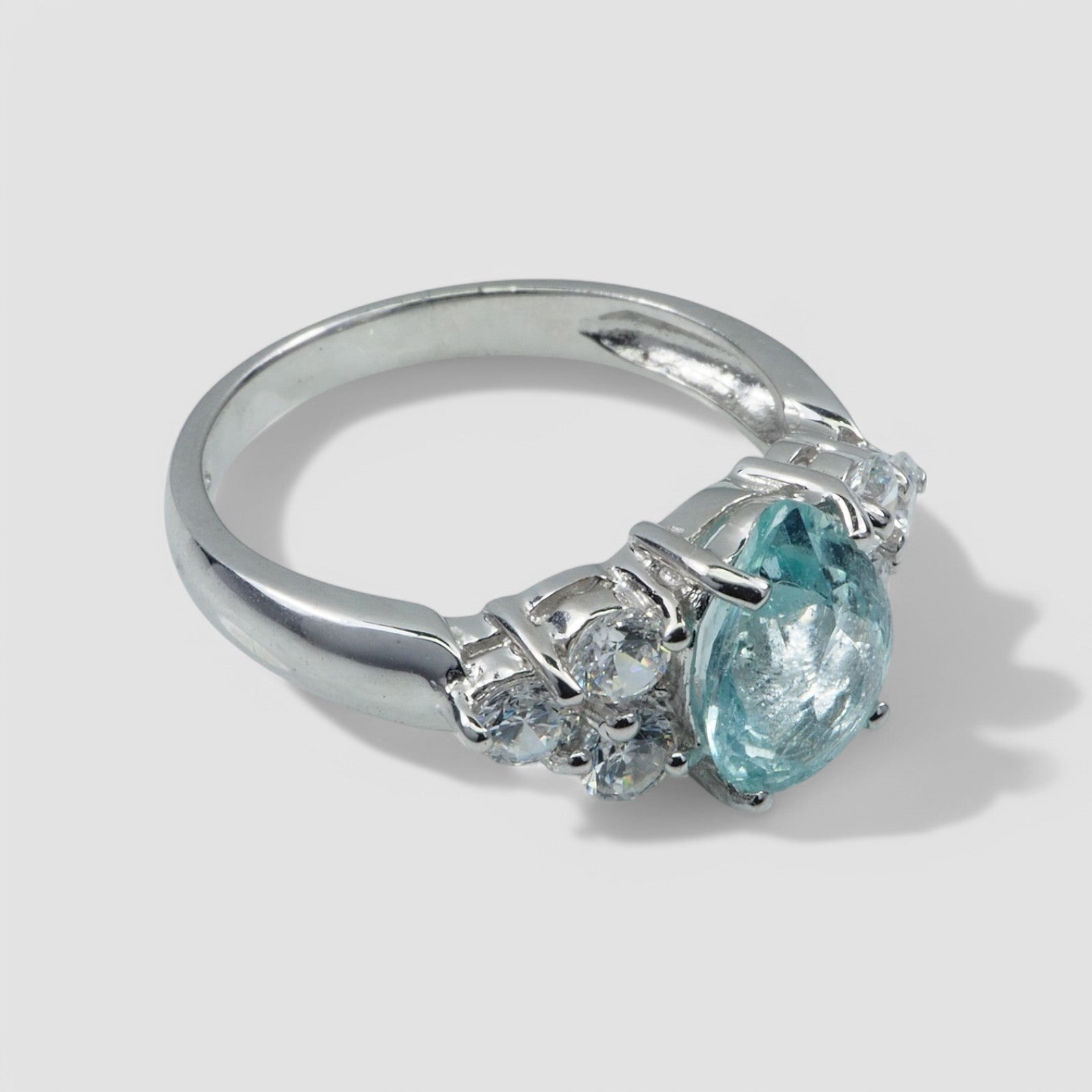 Blue Aquamarine 925 Sterling Silver Ring