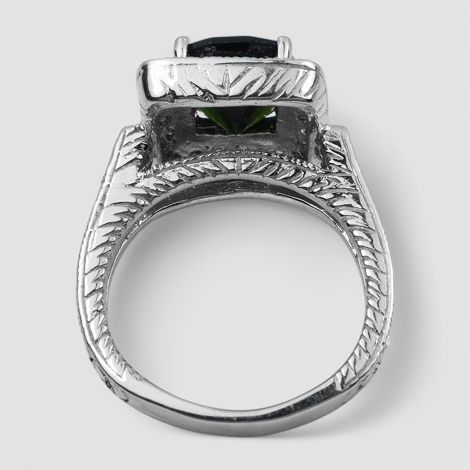 925 Sterling Silver Ring Forest Green Tourmaline