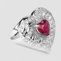 Gorgeous Red Ruby 925 Sterling Silver White Gold Ring