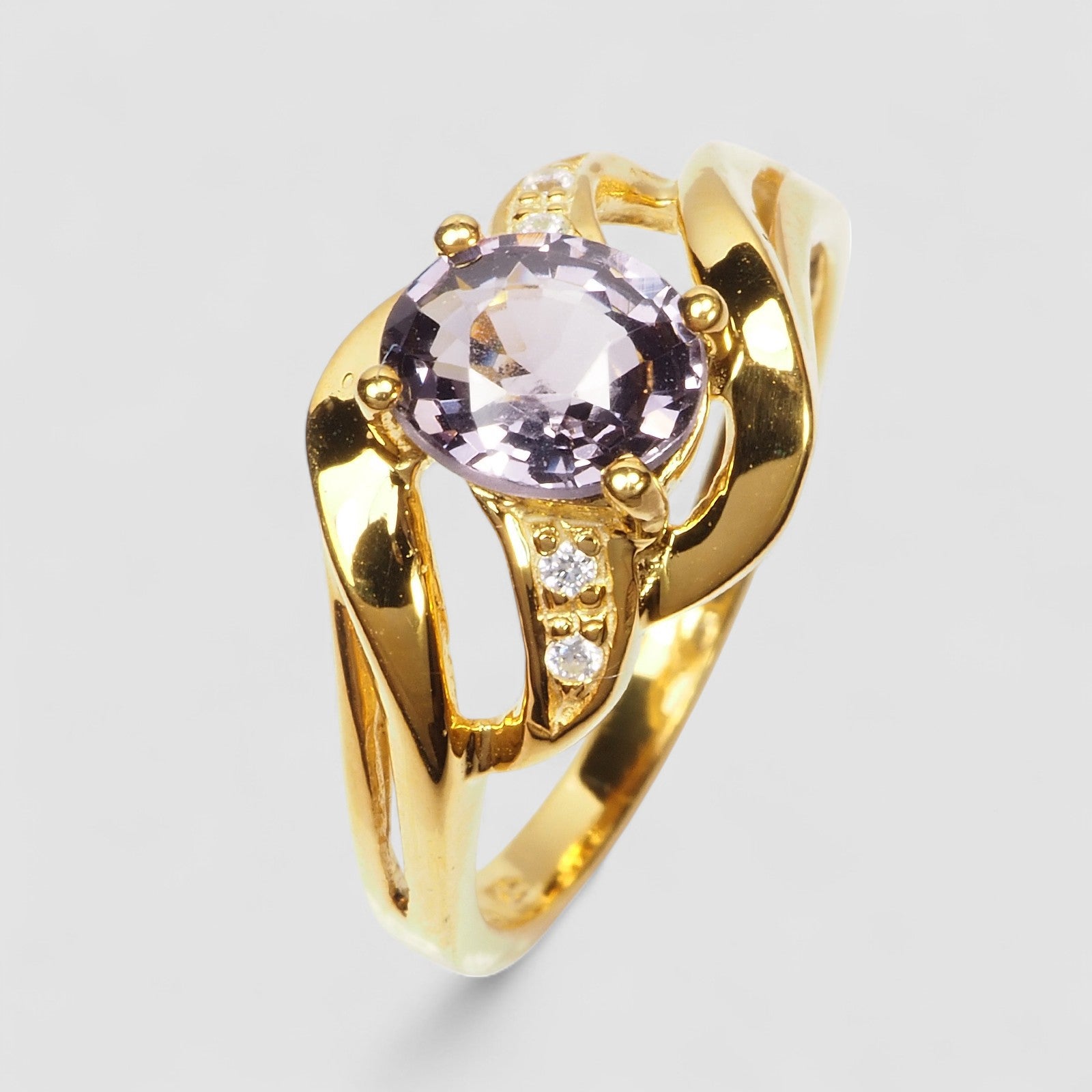 24K Gold 925 Sterling Silver Ring Purple Spinel