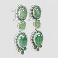 Green Emerald 925 Sterling Silver White Gold Earrings, 925 Unique Gift for Her, Natural Gemstone