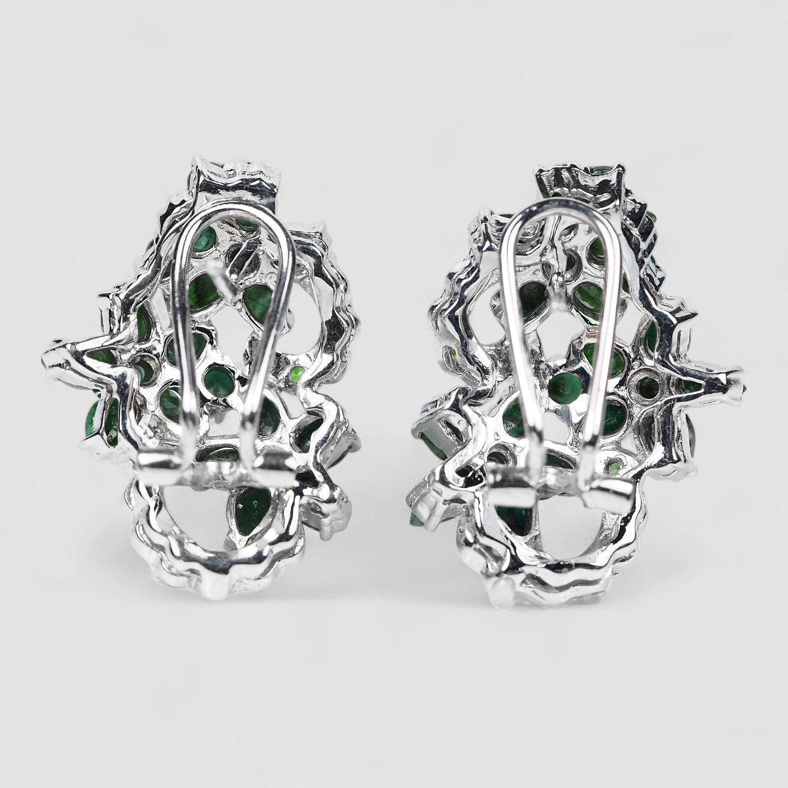 Green Emerald 925 Sterling Silver White Gold Earrings, Trendy Everyday Earrings