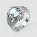 Blue Aquamarine 925 Sterling Silver Ring