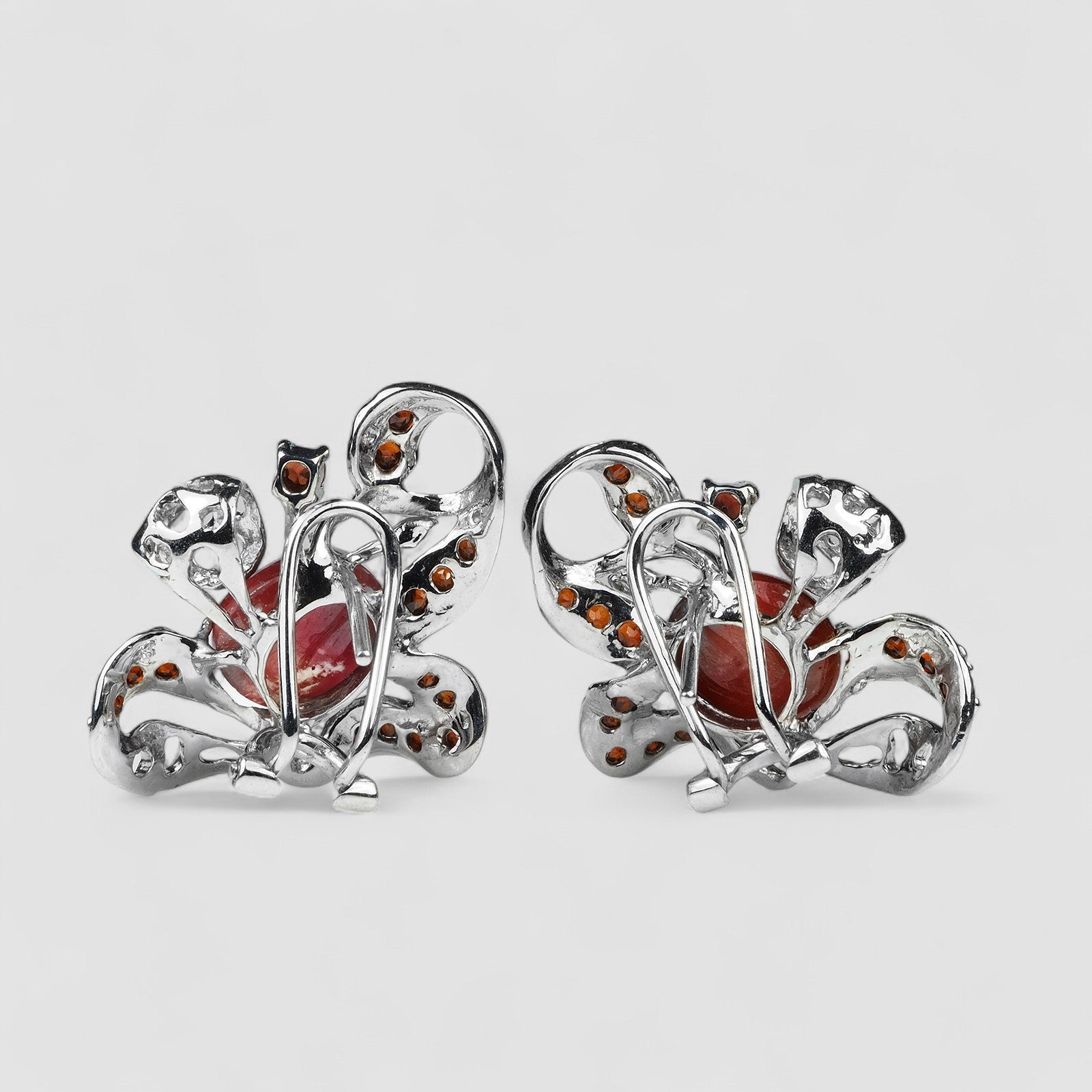 Red Ruby 925 Sterling Silver White Gold Earrings, 925 Unique Gift for Her, Natural Gemstone