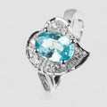 Blue Zircon Oval 925 Sterling Silver Ring