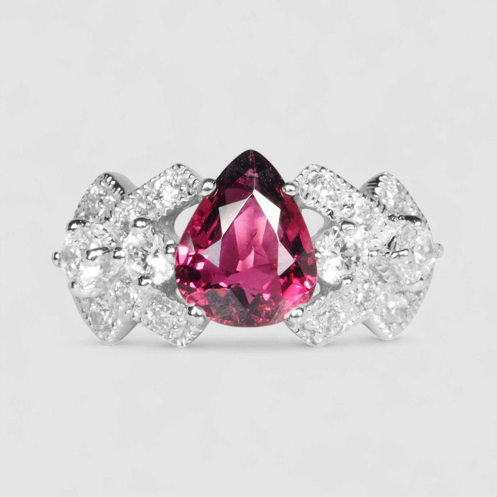 Teardrop Pink Tourmaline 925 Sterling Silver Ring