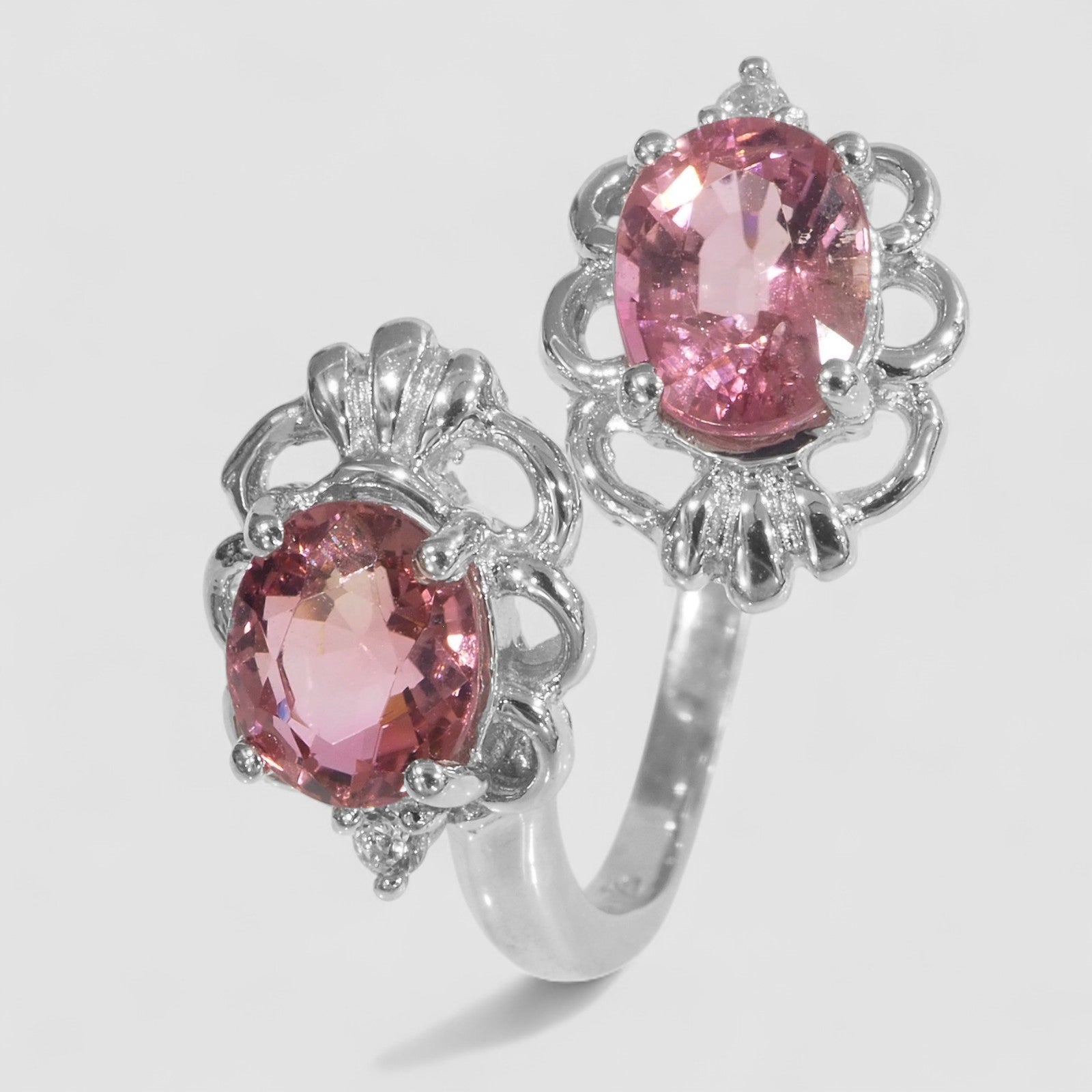 Bunny Pink Tourmaline Ring for Her, 925 Sterling Silver, Genuine Gemstone, Free Resizing