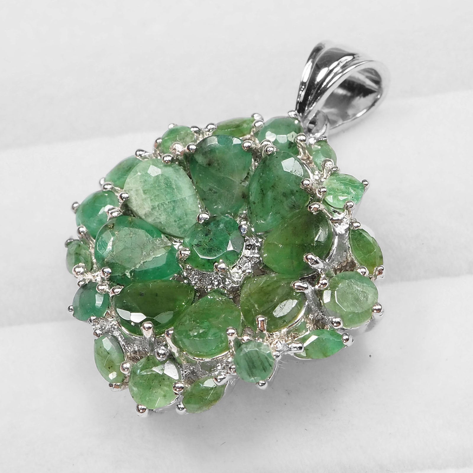 Green Emerald 925 Sterling Silver Pendants, Natural Gemstone