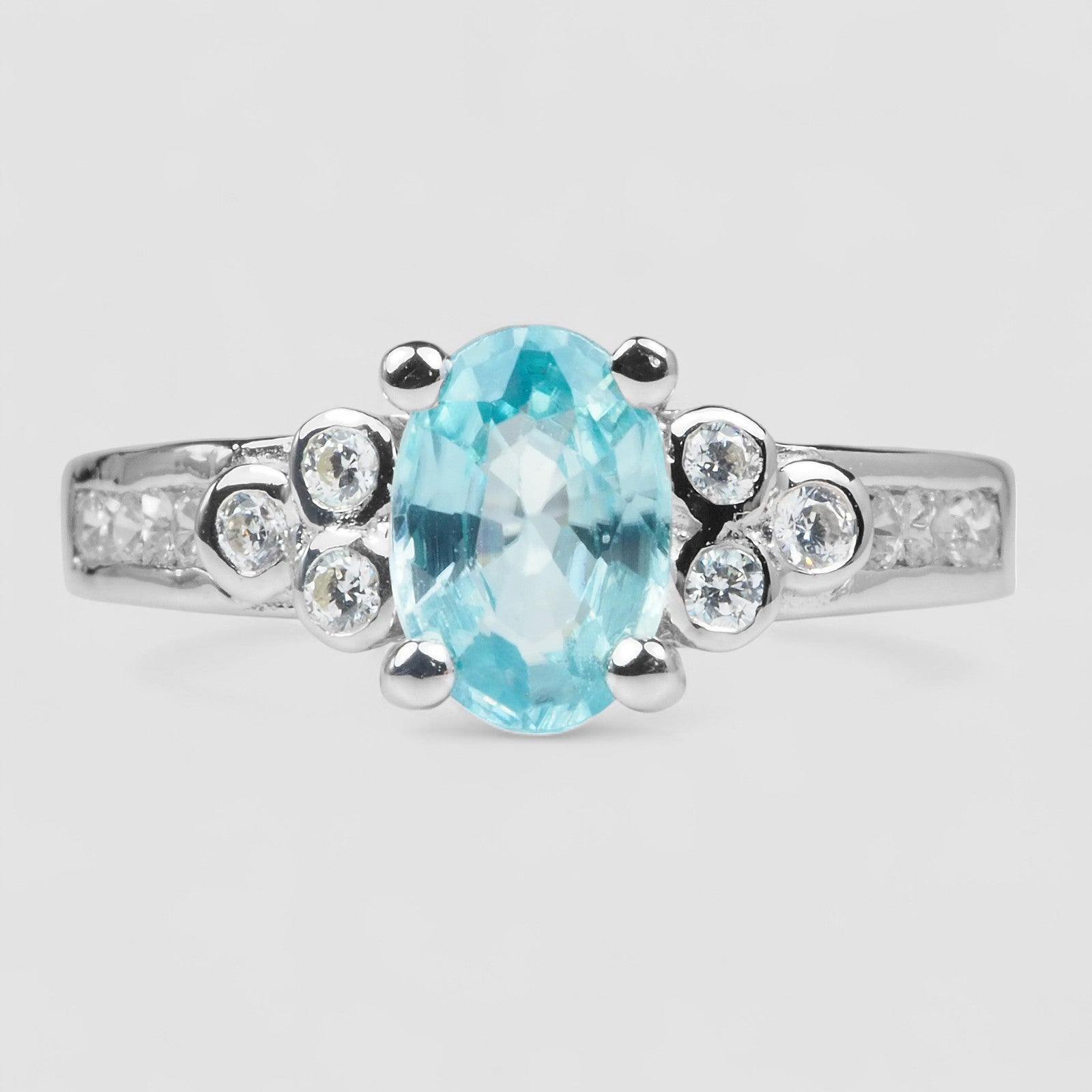 Blue Zircon 925 Sterling Silver Ring